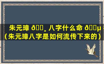 朱元璋 🌸 八字什么命 🐵 格（朱元璋八字是如何流传下来的）